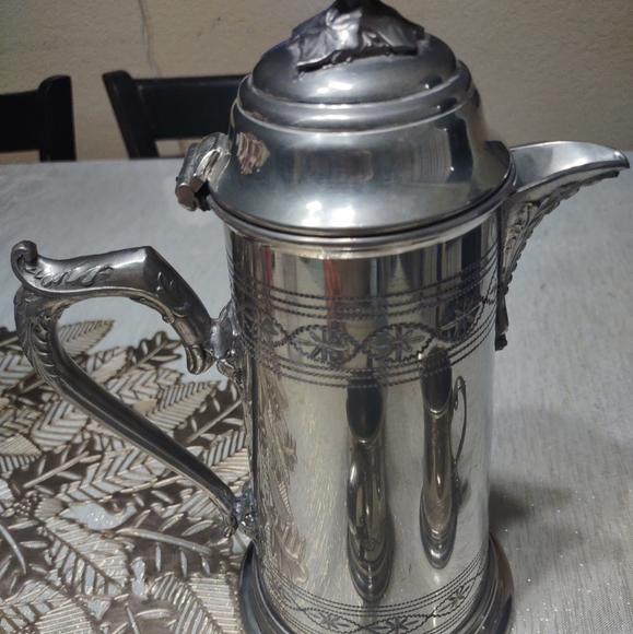 Eales 1779 Hand Chased Fine English Pewter Ornate 3 Piece Coffee Pot  Set - Picture 7 of 8